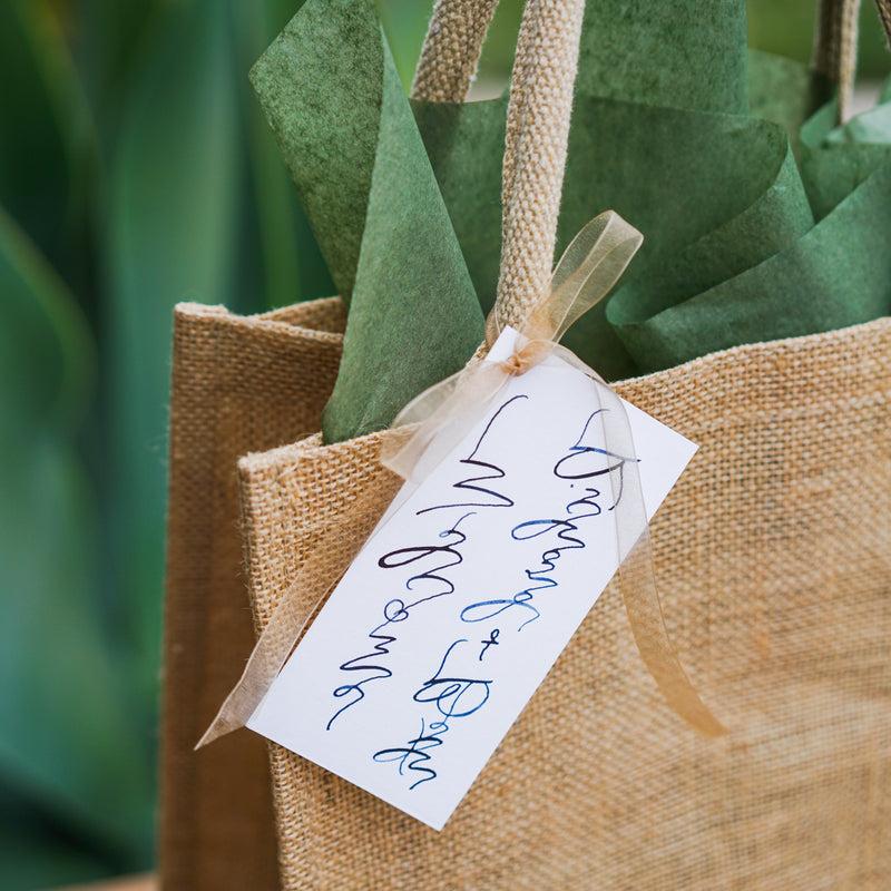 Simple Jute Tote with Calligraphy Presentation (Minimum of 24)